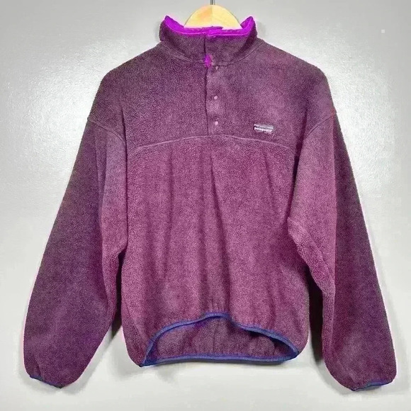 PATAGONIA Fleece Half Snap Pullover Sweatshirt Purple Women Small Mock Neck - Picture 2 of 10